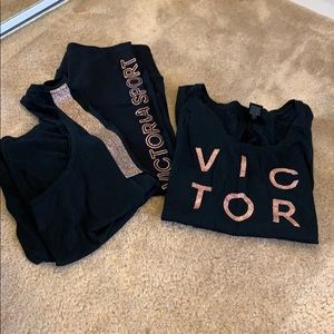 Victoria Secret Leggings and two matching shirts